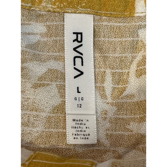 RVCA Mustard Yellow Floral Print Flowy Tank Large - Picture 4 of 7